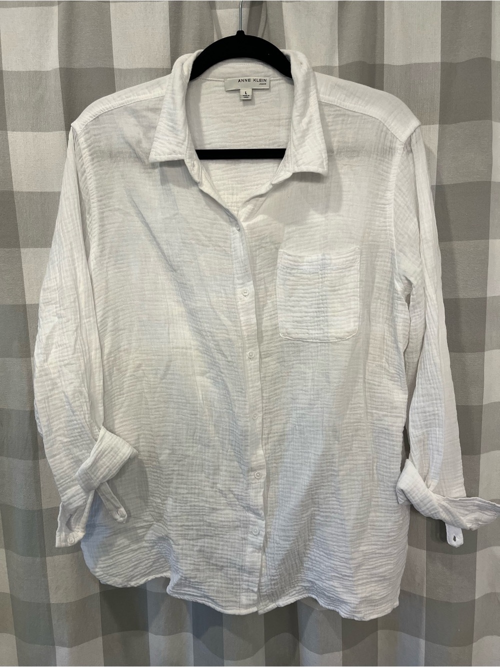 Anne Klein White Casual Button-Down Shirt 100% cotton